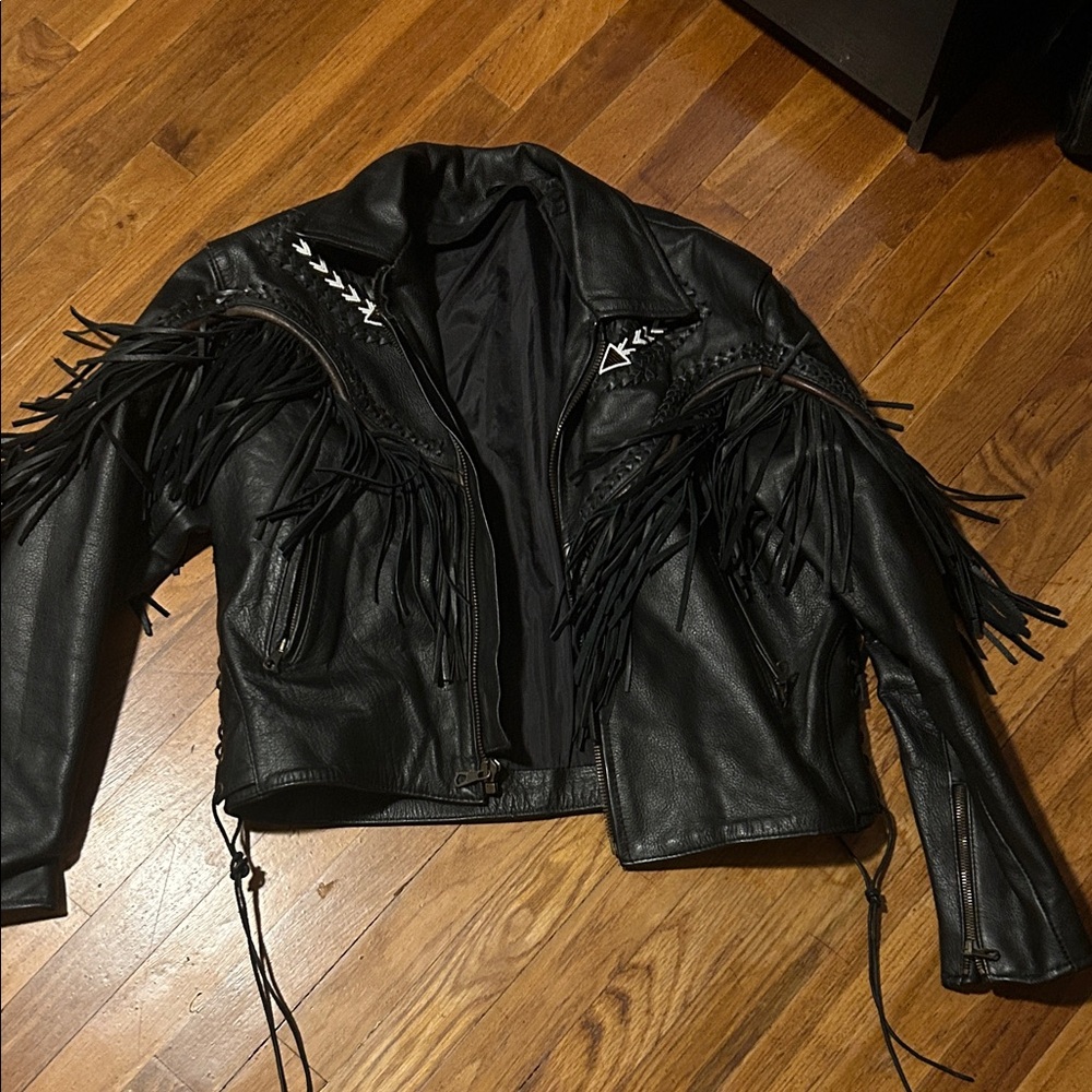 Black Fringe Leather Jacket